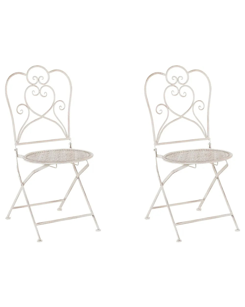 Set van 2 Opvouwbare Tuinstoelen - Metaal - Lichtbeige - 44 x 48 x 92 cm