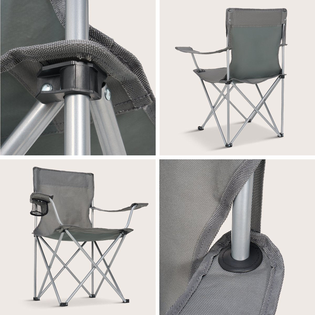 TRVLMORE Campingstoel - Opvouwbaar - 120KG Draagvermogen - Incl. Draagtas - Klapstoel - Visstoel - Kampeerstoel - Vouwstoel - Grijs