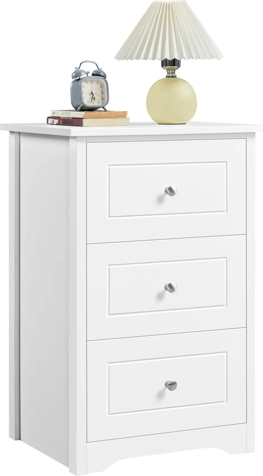Yaheetech Nachtkastje met 3 lades - Voor naast je boxspring - 48 x 40 x 73,5 cm - Wit