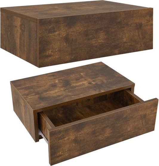 Zwevend Nachtkastje - Houtkleur - Incl. Lade - Set van 2