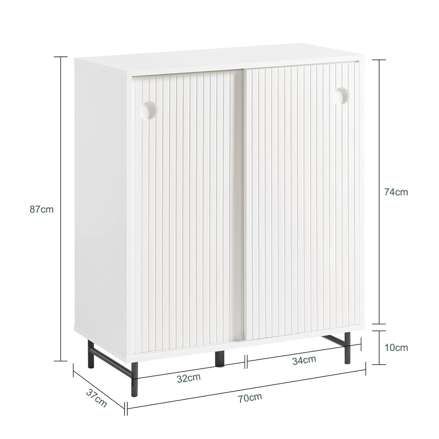 SoBuy Schoenenkast met 2 Schuifdeuren - In hoogte verstelbaar -70 x 37 x 87 cm - Wit