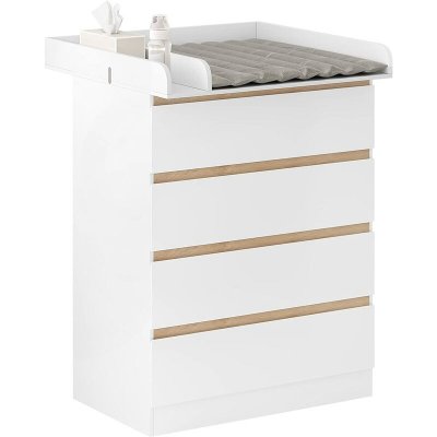 WOLTU Babycommode 80 x 75 x 109,2 cm - Aankleedtafel - 4 Lades - Wit