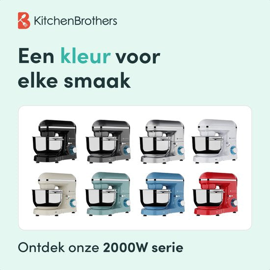 KitchenBrothers 2000W Keukenmachine - Keukenrobot - 6,2L - Mixer met Mengkom - Keukenmixer - Pastel Groen