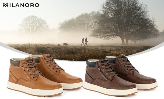 Milanoro - Comfortabele sneakers voor heren - Donkerbruin - Maat 45