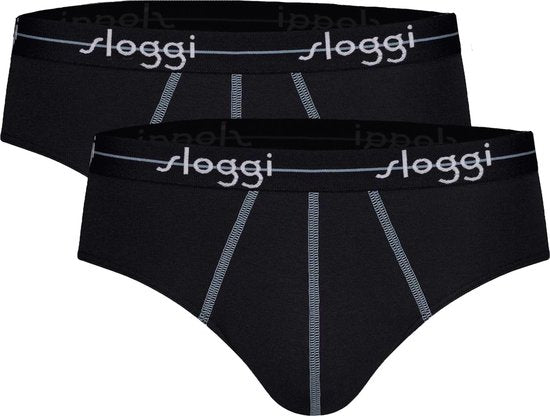 sloggi Start Midi 2-Pack Slip - Heren - Katoen/Elastaan - Regular Waist - Elastische Band - Zwart - Maat XL