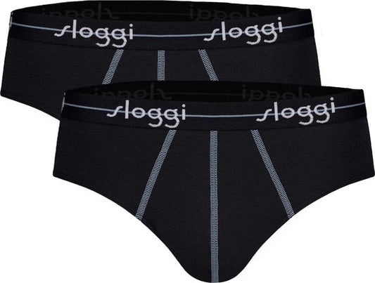 sloggi Start Midi 2-Pack Slip - Heren - Katoen/Elastaan - Regular Waist - Elastische Band - Zwart - Maat XL