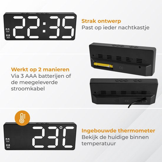 Nuvance - Digitale Wekker  - Kinderen & Volwassenen - Zwart