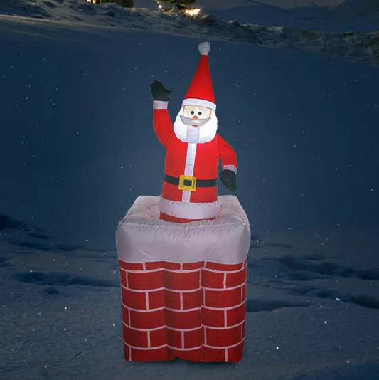 Budget Internationaal - Opblaasbare Kerstman a. 75 x 75 x 180 cm - Op en neer beweging met 4 LED's