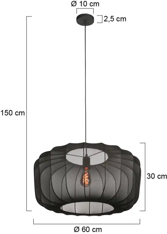 Anne Lighting - hanglamp - Sable - zwart - linnen metaal - Ø 60cm - E27 - 4193ZW