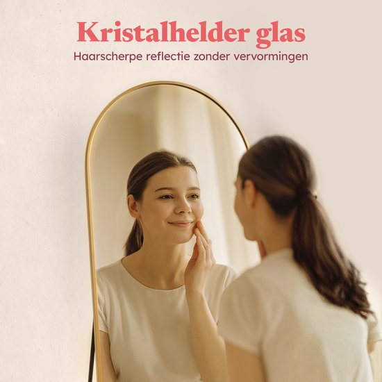 Fraay Passpiegel 160x55cm - Staand & Hangend - Minimalistische Wandspiegel - Staande Spiegel - Geborsteld Goud