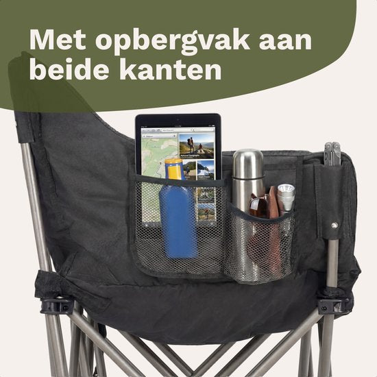 TRVLMORE Campingstoel - Opvouwbaar - 2-Persoons - 240KG Draagvermogen - Incl. Draagtas - Vlinderstoel - Kampeerstoel - Vouwstoel - Grijs