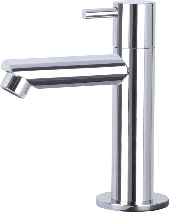 Differnz Ovale Small Fonteinset - Wasbak Natuursteen - Zwart - Rechte Kraan - Chroom - Standaard Greep - 38 x 24 x 8 cm