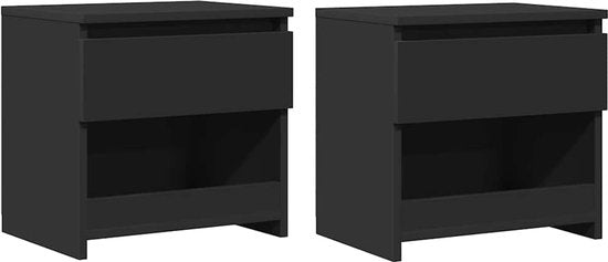 vidaXL - Nachtkastjes - 2 - st - 40x30x39 - cm - bewerkt - hout - zwart