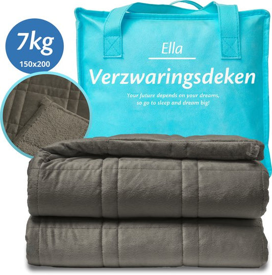 EL Life Verzwaringsdeken 7 kg - Fluweel & Sherpa Fleece Zwaartedeken OEKO-TEX - Weighted Blanket 150 x 200cm - Verzwaarde Deken - Grijs