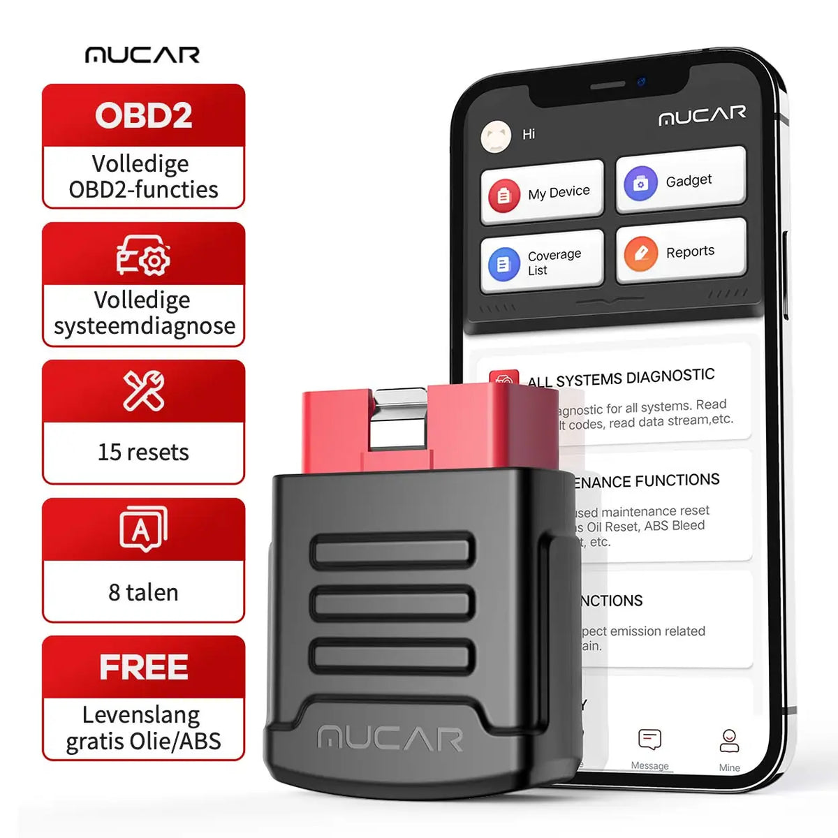 MUCAR BT200 Pro OBD2 Scanner with Bluetooth, Full-System Diagnostics Lifetime Free, 15 Reset Services (1-Year Free), Full OBD2 Functions, Compatible with 128+ Car Brands, for iOS & Android