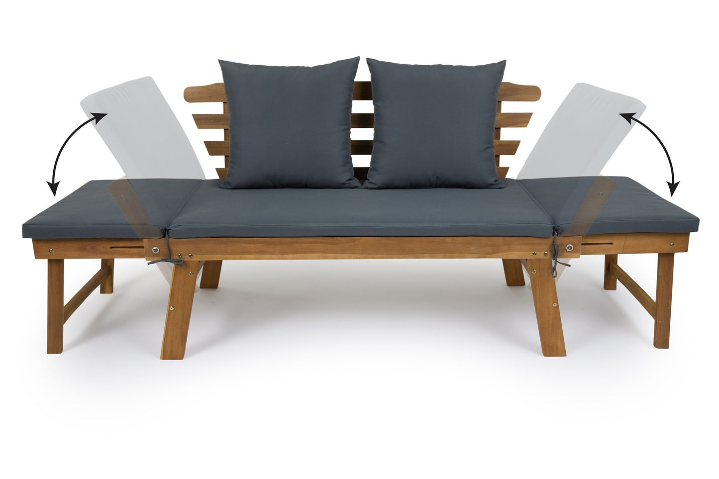 Lifa Garden Tuinbank met Ligfunctie - Incl kussens - 2-Persoons - Max. 220 kg - 130 x 68 x 78 cm - Antraciet