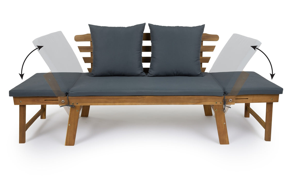 Lifa Garden Tuinbank met Ligfunctie - Incl kussens - 2-Persoons - Max. 220 kg - 130 x 68 x 78 cm - Antraciet