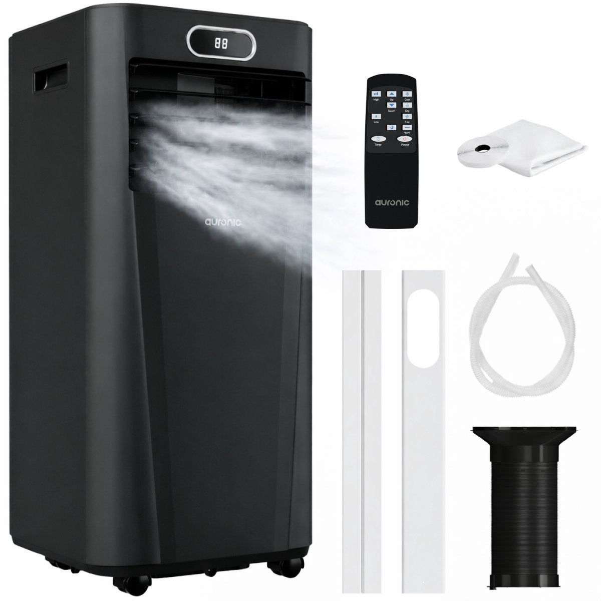 Auronic Mobiele Airco Zwart- 7000 BTU - Tot 20 m² - 3-in-1 - Met Raamafdichtingskits