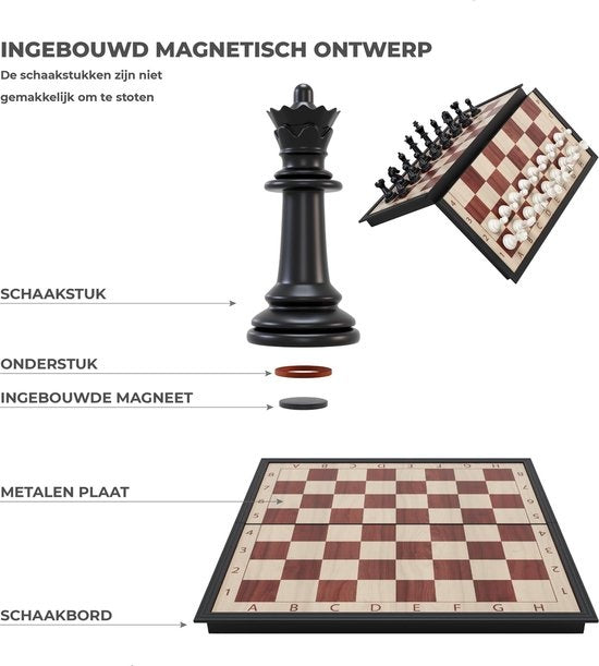 Magnetisch Schaakbord met Schaakstukken - Opklapbaar Schaakset - Chess Set
