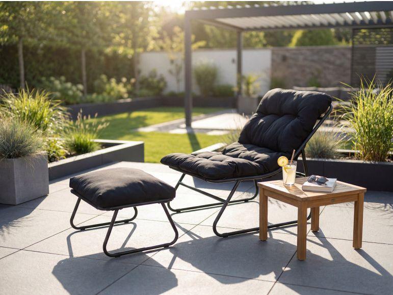 Lifa Garden Loungestoel met Voetenbank - Comfortabel Design - Outdoor Zithoek