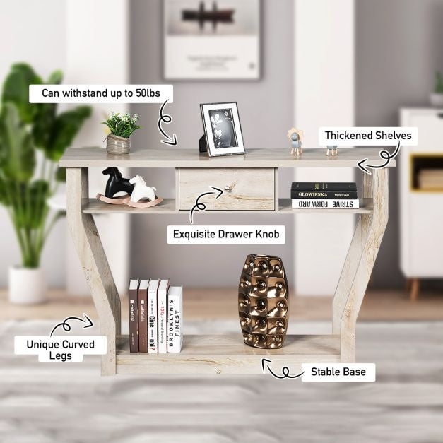 Coast Console Tafel met Lade en Plank - 3 Laags - Modern