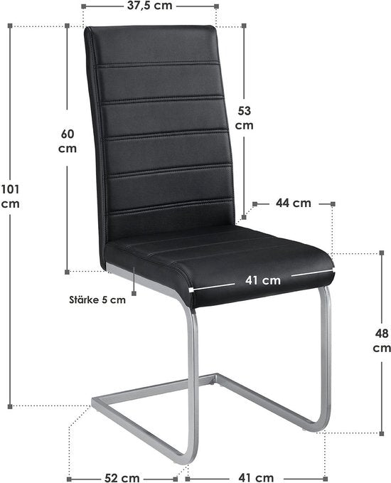 2 Eetkamerstoelen / stoel - Vegas - Kunstleer - Zwart