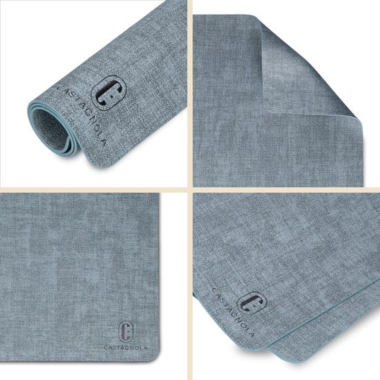 Castagnola Lederlook Placemats - Antislip Placemat van Kunstleer - Waterafstotende Onderlegger - Onderzetter - Placemats kunststof - 6 Stuks - 45 x 30 cm - Gemêleerd Blauw