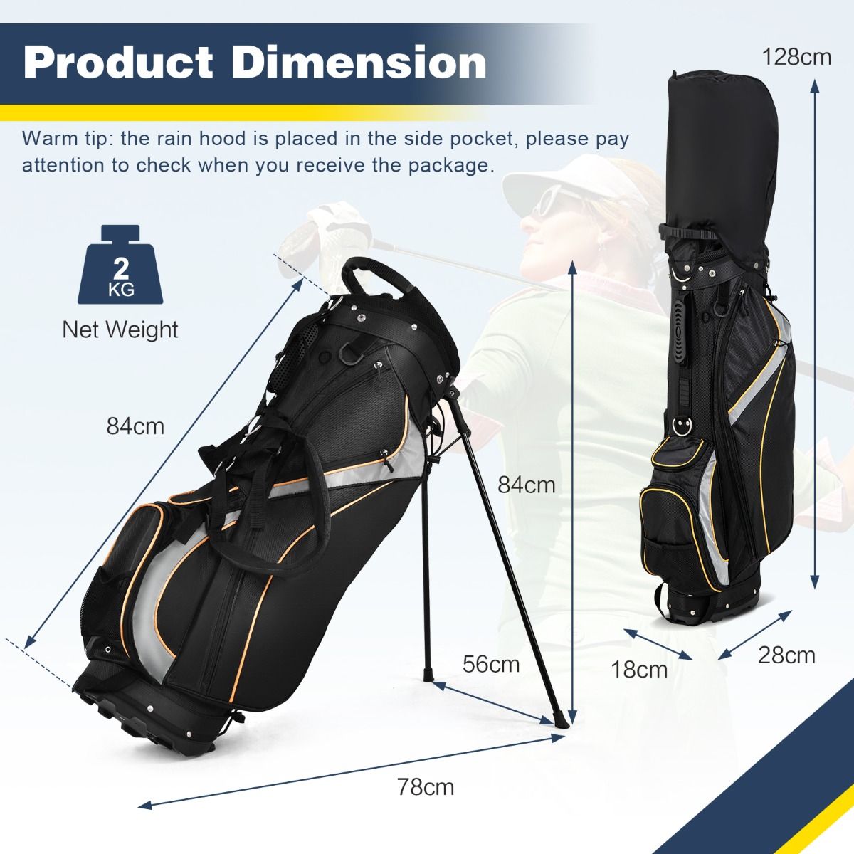 Coast Golftas - 8-vaks organizer - dubbel draagbandsysteem - zwart