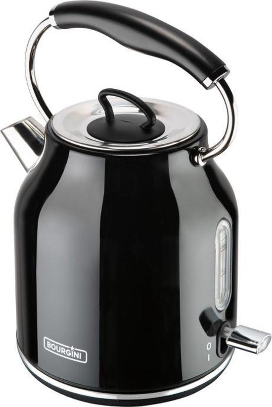 Retro Waterkoker - 1.7L - RVS - BPA vrij - 2200W - 23x18x29.50 cm - Zwart