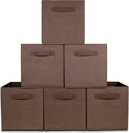 LifeGoods Kast Organizers - 6 Stuks - 20L - Textiel - Bruin