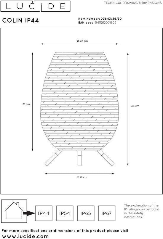 Lucide COLIN IP44 - Oplaadbare Tafellamp Binnen/Buiten - Accu/Batterij - LED 3 StepDim - 1x3W 3000K - IP44 - Zwart - Japandi