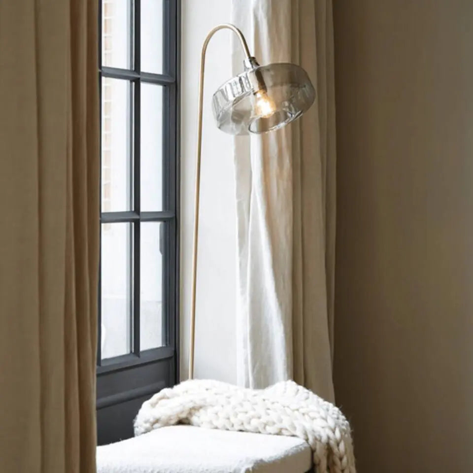 Light & Living Vloerlamp Solna - Antiek Brons met Smoke Glas - 45 x 29,5 x 160 cm