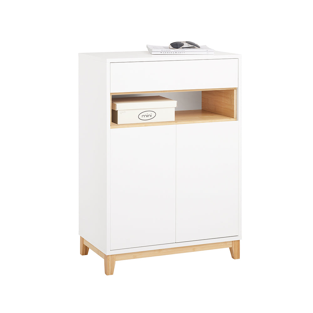 SoBuy FSB97-WN Multifunctionele opbergkast grijs 60x34x85cm met laden, verstelbare planken en dubbele deuren