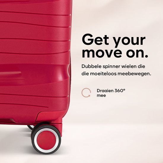 SC Travelin' Charm – 28-inch Grote Reiskoffer - Cijferslot - 41x24x69 cm - 98L - Lichtgewicht, Waterdicht & Duurzaam - Rood