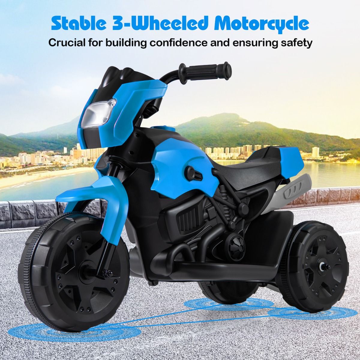 Coast Kindermotorfiets Elektrisch 6V - 69,5 x 32 x 47,5 cm - Marineblauw