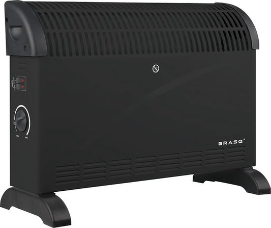 BRASQ Elektrische Convectorkachel - Verstelbare thermostaat - Elektrische Kachel - 750/1250/2000 watt - Verwarming - Zwart