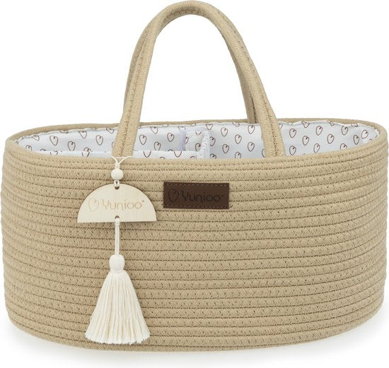Yunioo Luiertas en Commodemandje │ Luiermand voor Babykameraccessoires │ Luier Organizer │ Opbergmand kinderkamer │ Kraamcadeau babyshower │Speelgoedmand │ Crème