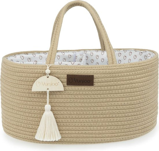 Yunioo Luiertas en Commodemandje │ Luiermand voor Babykameraccessoires │ Luier Organizer │ Opbergmand kinderkamer │ Kraamcadeau babyshower │Speelgoedmand │ Crème