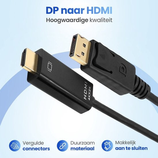 Garpex® DisplayPort naar HDMI Kabel - 4K 60Hz Ultra HD - 1.8 meter
