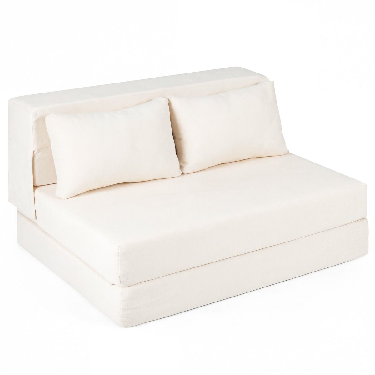 Coast Slaapbank 3-in-1 - opvouwbare ligstoel - chenille bekleding - beige/grijs