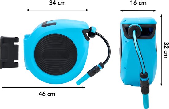 Brixy Wandslangbox - 15 Meter - Slanghouder - Tuinslang Met Haspel - 180° Draaibaar - Automatisch - Slanghaspel
