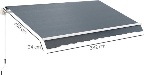 Outsunny Markiesstoff Bekleding met Volant Waterafstotend Vervangingsstof voor 4 x 3 m Markiezen Markiesdoek Markiesstof Zonwering voor Tuin Balkon Erf Grijs