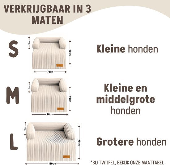 By Cee Cee Origineel Hondendeken Bank – Hondenkleed Bank - Hondenmand - Premium - Volledig Afritsbaar - Ribstof - Beige - 90x90 - Maat M