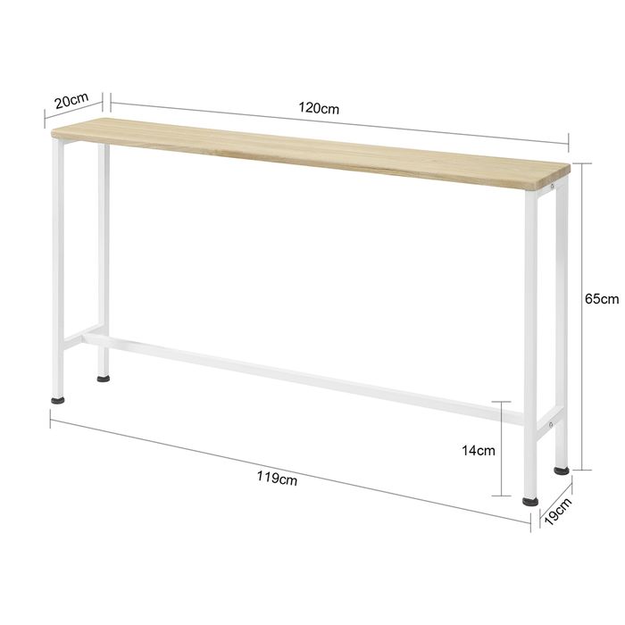 SoBuy Consoletafel - Metalen Hal - Naturel/Wit - 120x65x20cm