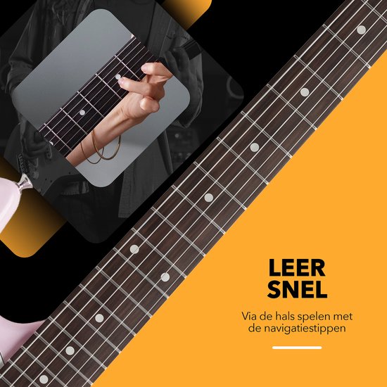 Finesse Elektrische Gitaar met Versterker - met Videocursus - Gitaar - Volwassenen - Kind - Roze