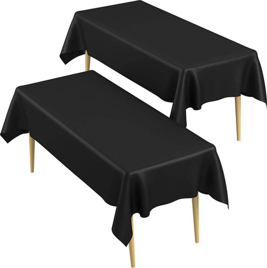 Partizzle 2x Plastic Wegwerp Tafelkleed - Verjaardag Versiering - Halloween Feest Decoratie - Kerst Bruiloft Huwelijk - Zwart - 274 x 137 cm