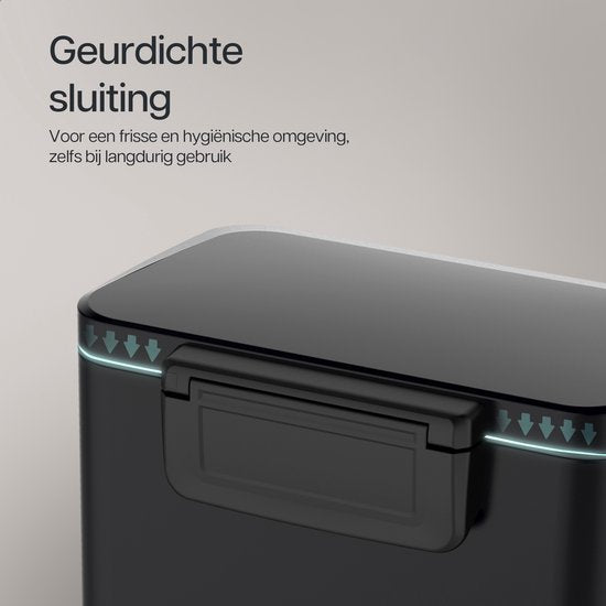 Deleca Prullenbak Prestige - 50 Liter - Breed - RVS Vuilnisbak / Afvalemmer / Pedaalemmer - Met Voetpedaal en Slow Close - Mat Zwart