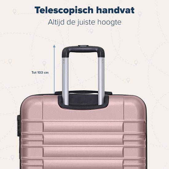 TRVLMORE Kofferset - 2 Delig - 38L Handbagage + 110L Ruimbagage - Lichtgewicht - Trolley - Reiskoffer Set - Roségoud