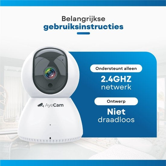 AyeCam Beveiligingscamera – Met App - WiFi - Bewegingssensor - Incl. 32GB SD - Camera Beveiliging - Huisdiercamera