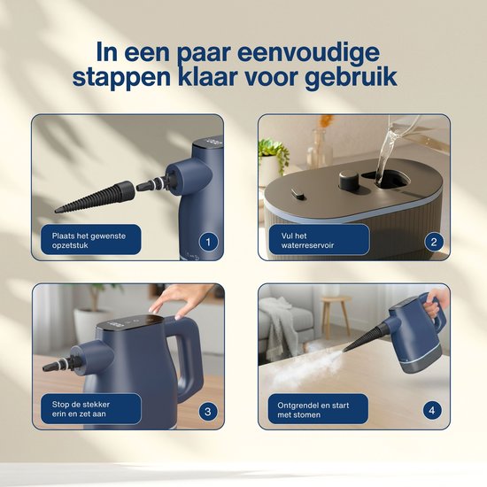 Airsteam S1 Handstoomreiniger - 1350W Krachtige Stoomreiniger met Touchscreen - 9 Accessoires - Vlekkenreiniger voor Bank, Vloer & Ramen - Kinderslot - 400ML Waterreservoir